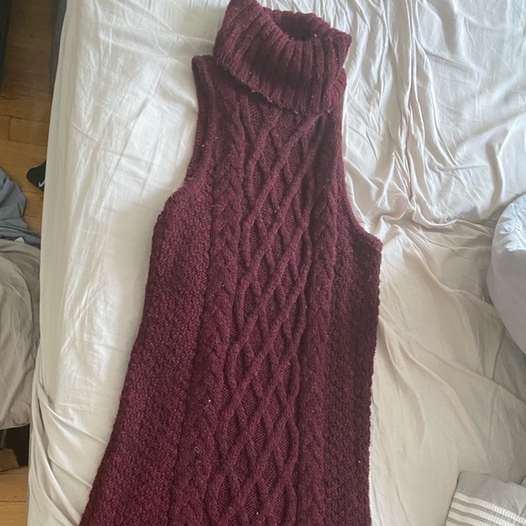 Maroon, knit, turtleneck, sleeveless dress sizeXS - Picture 3 of 4